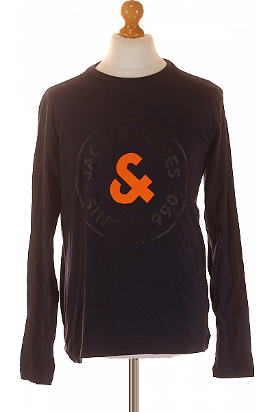 Pánské Tričko S Potiskem Modré JACK & JONES Vel. M