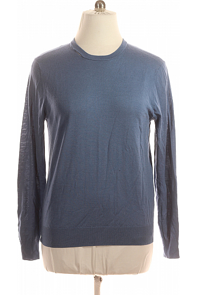 HACKETT Pánský Svetr Vlněný Modrý Second Hand Vel. L
