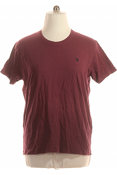 Jednoduché Pánské Tričko S Krátkým Rukávem Bavlněné Vínová U.S.POLO ASSN.