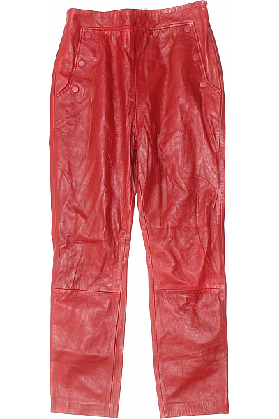 Dámské Kalhoty S Vysokým Sedem Kožené Červené Karen Millen Vel. 40