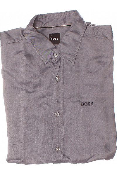 Pánská Košile Jednobarevná Modrá Hugo Boss Second Hand Vel. S