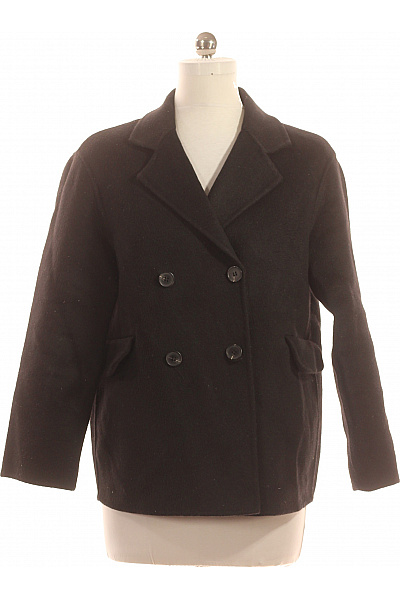 Dámský Kabát Vlněný Černý Second hand Vel. M