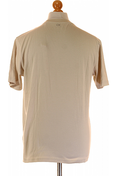 Pánské Tričko s Potiskem Béžové Calvin Klein Vel. M