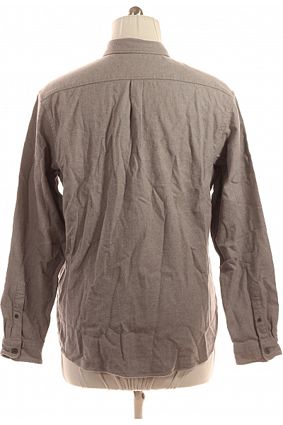 Pánská Košile Jednobarevná Šedá Second hand Vel. 43/44