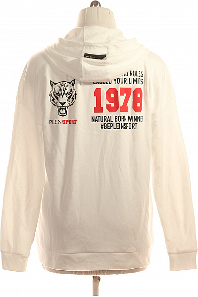 Pánská Mikina Na Zip Bílá PLEIN SPORT Second hand Vel. XL