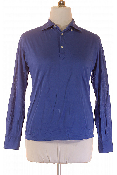 Pánské Tričko s Dlouhým Rukávem a  Límečkem Bavlněné Modré ETON