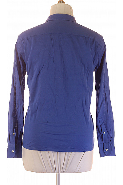 Pánské Tričko s Dlouhým Rukávem a  Límečkem Bavlněné Modré ETON