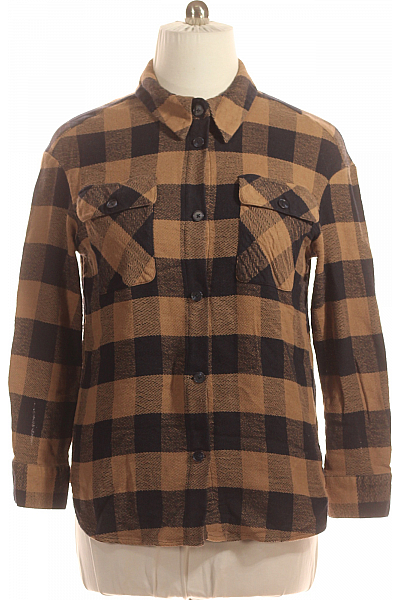 Kostkovaná Dámská Košile Hnědá Vel. L