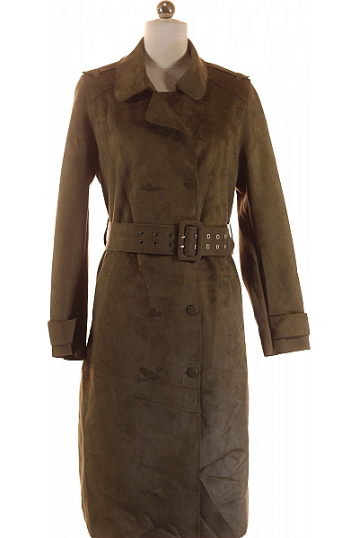 Dámský Dlouhý Kabát Zelený ZARA Second Hand Vel. S