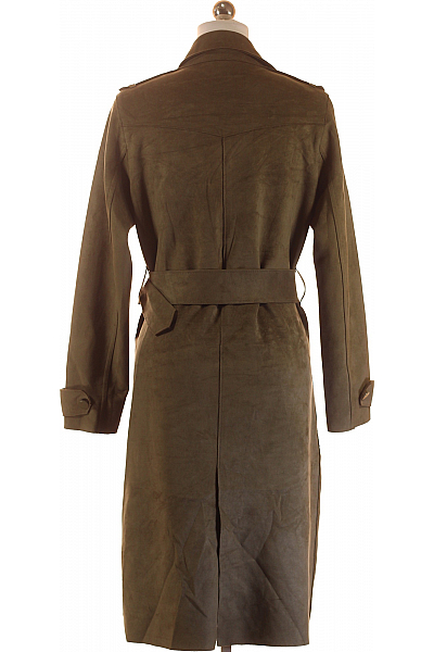 Dámský Dlouhý Kabát Zelený ZARA Second hand Vel. S