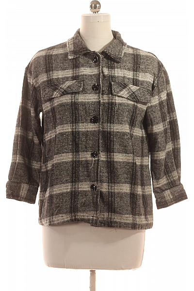 Krátký Dámský Kabát Černobílý Second Hand Vel. M