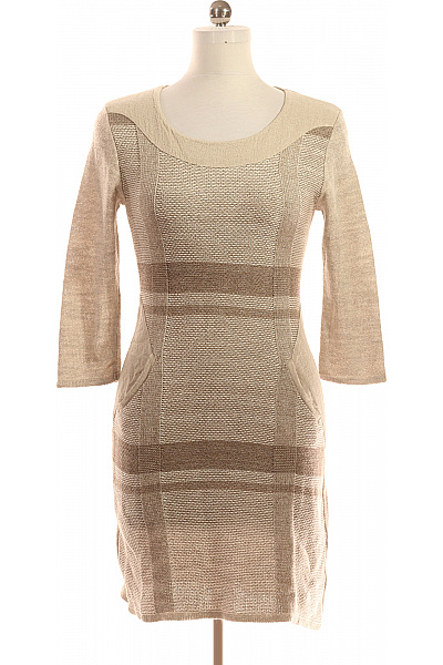  Šaty Pletené Béžové Second Hand Vel. M