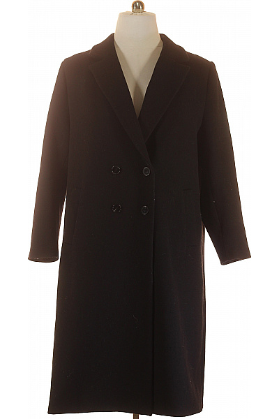 Dámský Dlouhý Kabát Vlněný Černý LINDEX Second hand Vel. XL