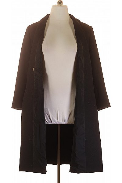 Dámský Dlouhý Kabát Vlněný Černý LINDEX Second hand Vel. XL