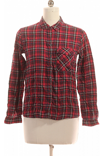 PULL&BEAR Kostkovaná Dámská Košile Červená Vel. M