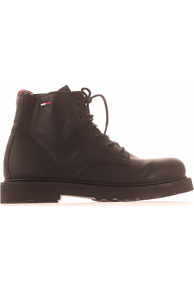 Pánské Boty Kožené Černé TOMMY HILFIGER Vel.  44