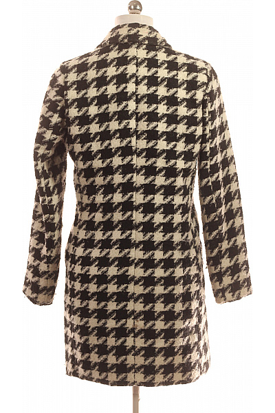 Dámský Dlouhý Kabát Černobílý Vel. M