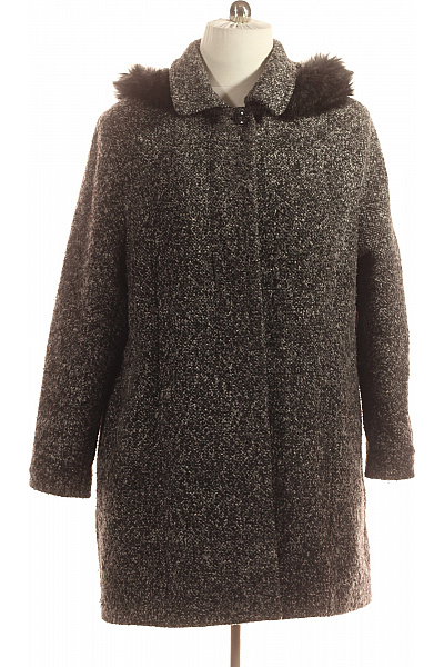 Dámský Kabát Vlněný Černobílý Vel. 52