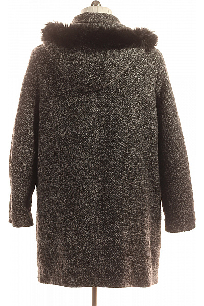 Dámský Kabát Vlněný Černobílý Vel. 52