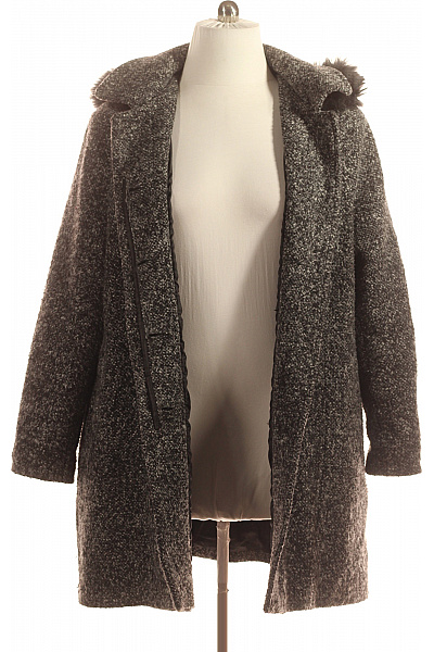 Dámský Kabát Vlněný Černobílý Vel. 52