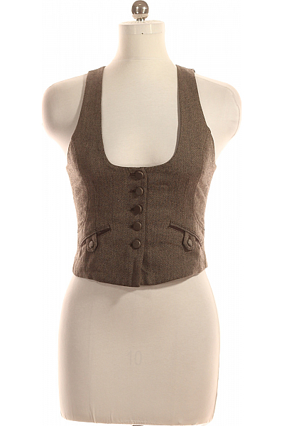Reserved Kratká Dámská Vesta Hnědá Vel. 38