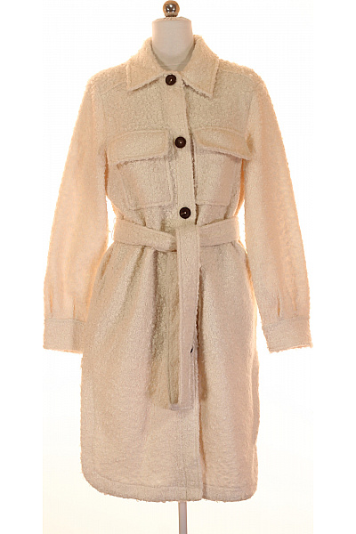 F&F Dámský Dlouhý Kabát Béžový Second hand Vel. 36