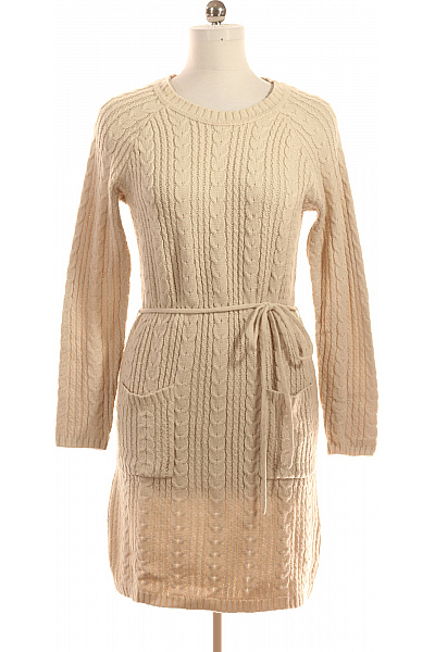  Šaty Pletené Béžové Vel. M