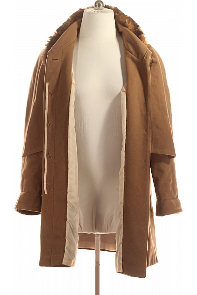 Krátký Dámský Kabátek Vlněný Hnědý Second hand Vel. 48