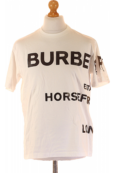 Pánské Tričko S Potiskem Bílé BURBERRY Second Hand Vel. S