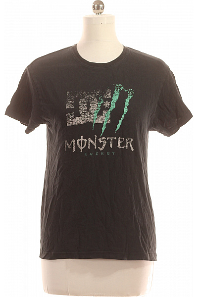 Dámské Tričko s Potiskem Černé ROLY Second hand Vel. M