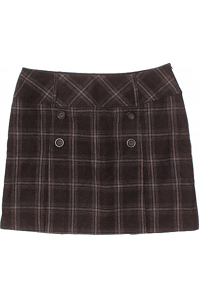 Kostkovaná  Sukně Vlněná Černá YESSICA Vel. 36