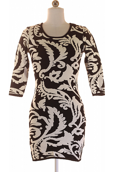  Šaty Pletené Černobílé Amisu Vel. 36