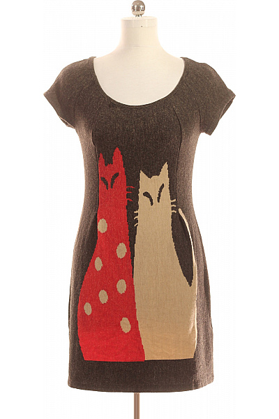  Šaty Pletené Hnědé Lavand. Second hand Vel. L