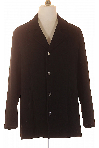 Krátký Pánský Kabát Vlněný Černý F&F Vel. L