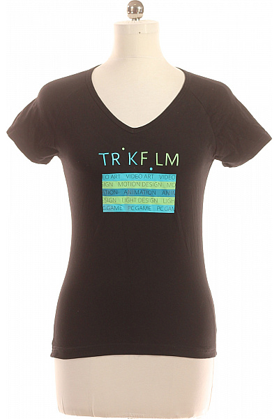 Dámské Tričko s Potiskem Černé Second hand Vel. M