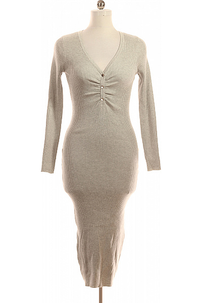 GATE  Šaty Pletené Šedé Second Hand Vel. 38