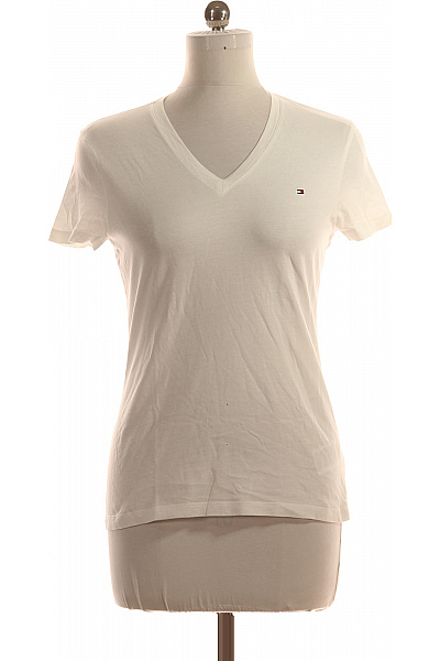 TOMMY HILFIGER Jednoduché Dámské Tričko Bílé Vel. M