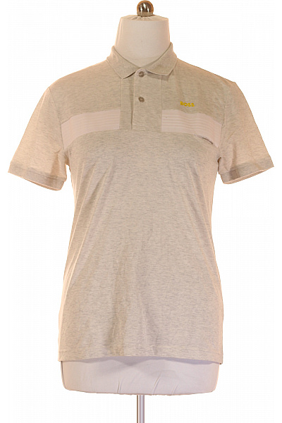 Pánské Tričko s Límečkem Šedé Hugo Boss Vel. L