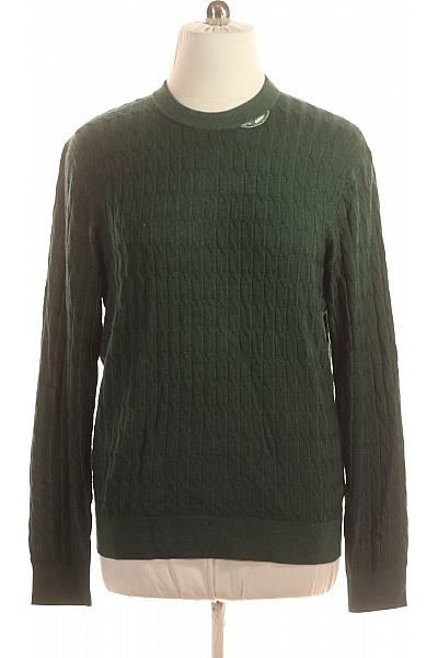 TOMMY HILFIGER Pánský Svetr Vlněný Zelený Vel. XL