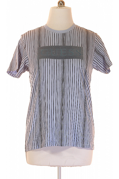 Pánské Tričko S Potiskem Modré Guess Vel. L