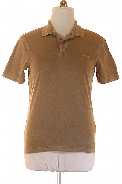 Pánské Tričko s Límečkem Hnědé Hugo Boss Second hand Vel. S