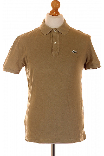 Pánské Tričko s Límečkem Khaki LACOSTE Vel. M