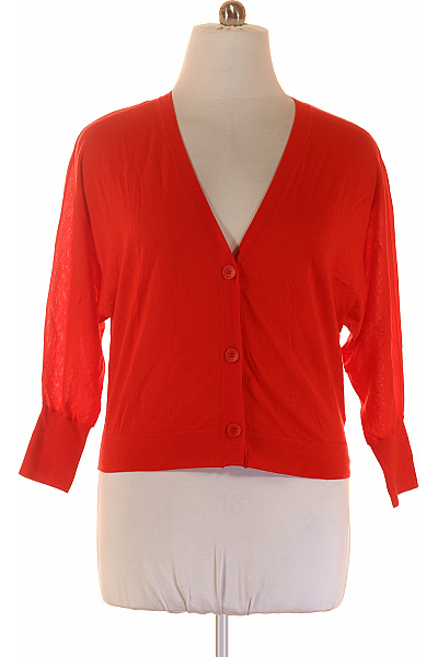 LUISA CERANO Dámský Cardigan Vlněný Červený Second hand Vel. 44