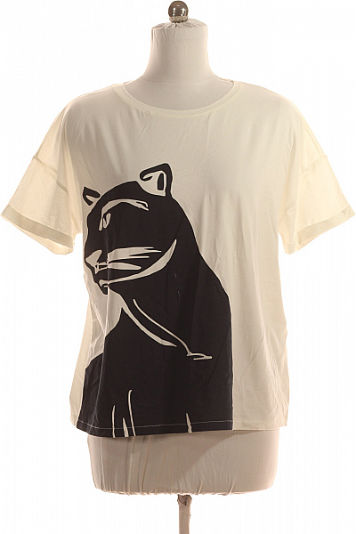 COMMA Dámské Tričko s Potiskem Bílé Second hand Vel. 42