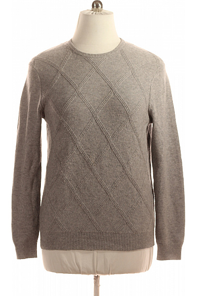 Pánský Svetr Vlněný Šedý MALO Second Hand Vel. XL