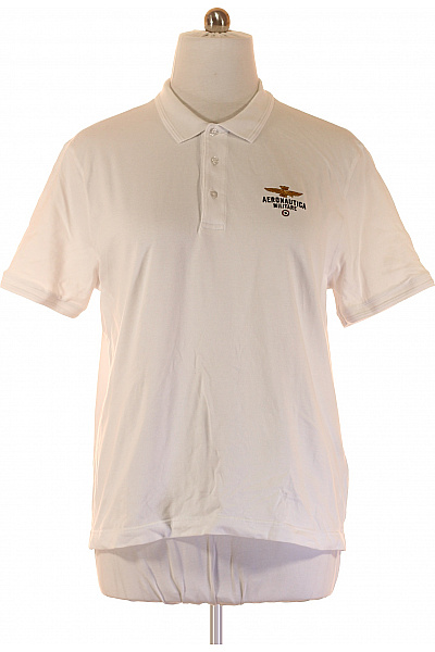 Aeronautica Militare Pánské Tričko S Límečkem Bílé