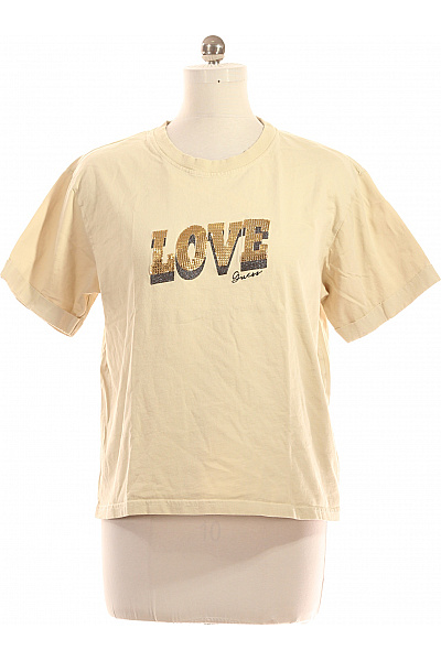 Guess Dámské Tričko s Potiskem Béžové Vel. L