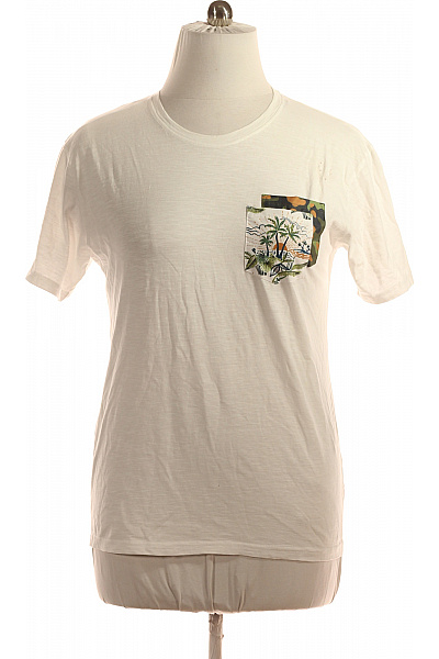 Pánské Tričko Bílé BOMBOOGIE Second Hand Vel. L