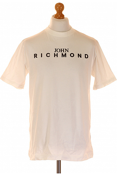 John Richmond Pánské Tričko s Potiskem Bílé Vel. L