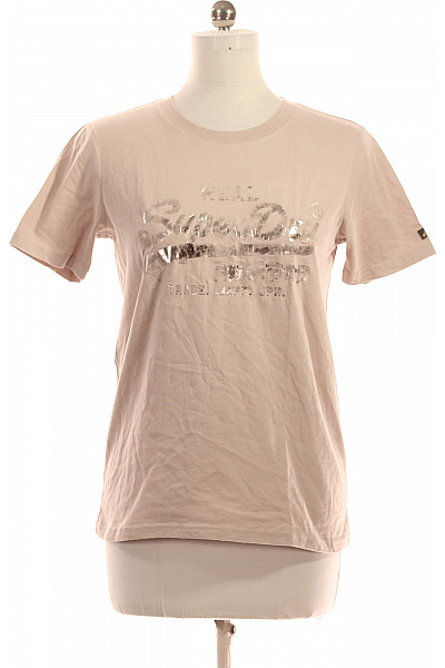 SUPERDRY Dámské Tričko s Potiskem Béžové Vel. 38